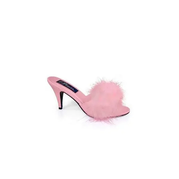 Pink Satin Maribou Slippers