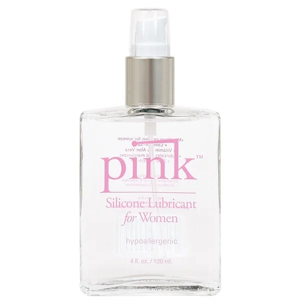 Pink Silicone Lube 4 oz. Glass Bottle