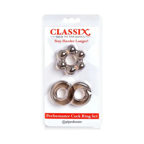 Pipedream Classix 3-Piece Performance Cock Ring Set Smoke