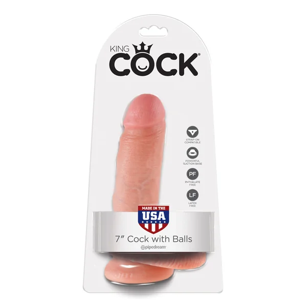 Pipedream King Cock 7″ Cock with Balls Beige