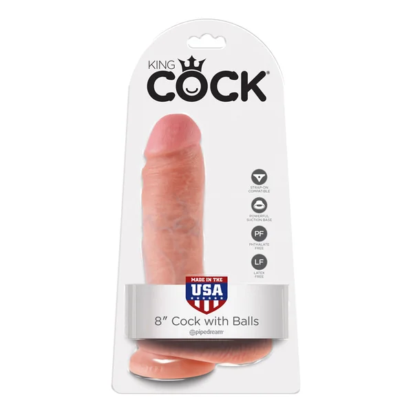 Pipedream King Cock 8″ Cock with Balls Beige