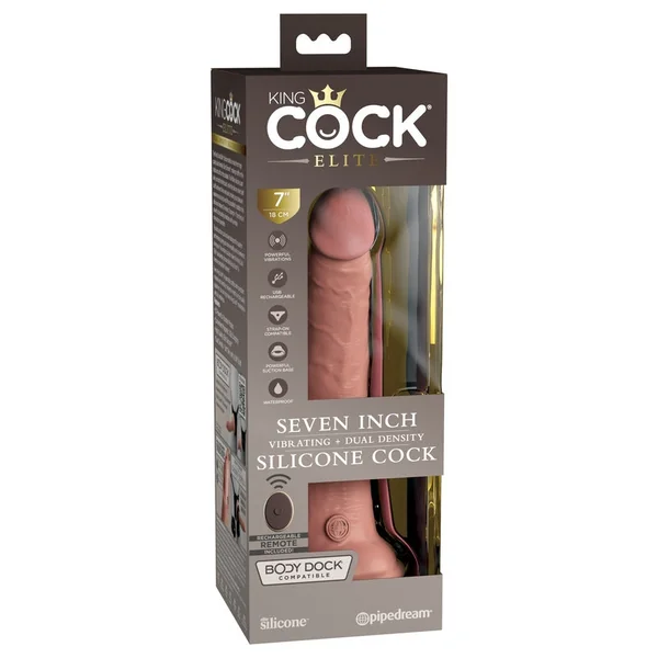 Pipedream – King Cock Elite 7” Vibrating Silicone Cock – Light