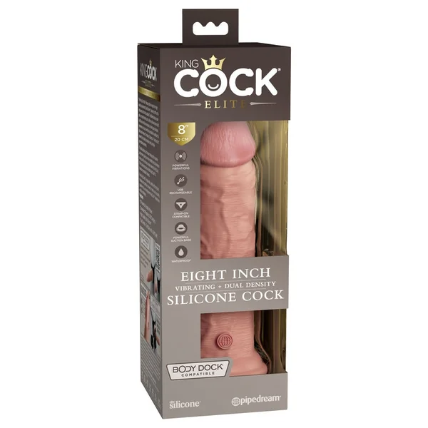 Pipedream – King Cock Elite 8” Vibrating Silicone Cock – Light