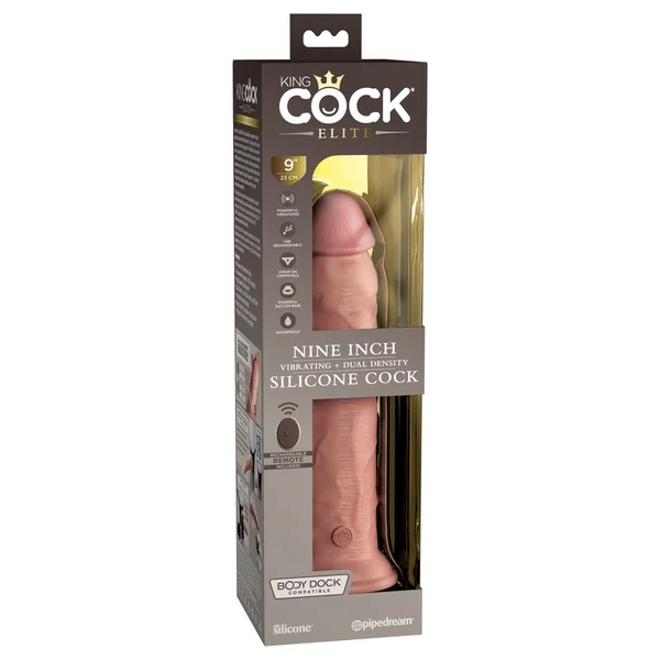 Pipedream – King Cock Elite 9” Vibrating Silicone Cock – Light