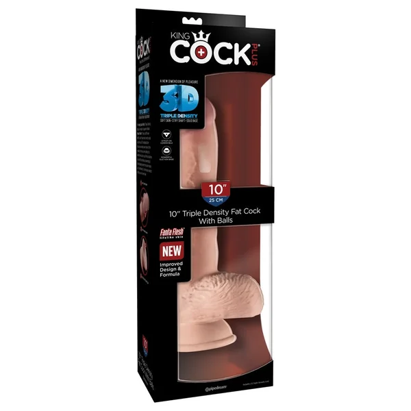 Pipedream – King Cock Plus 10” Triple Density Fat Cock with Balls – Beige