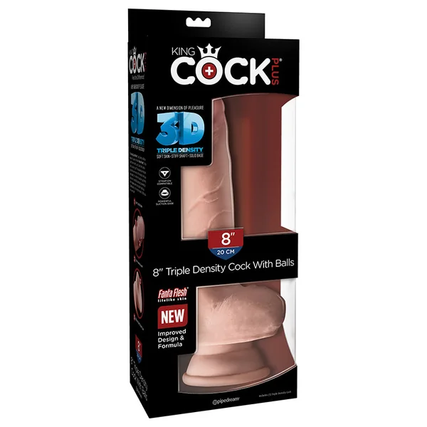 Pipedream King Cock Plus 8 Triple Density Cock with Balls – Beige