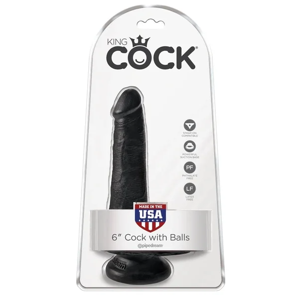 Pipedream Products King Cock 6” Cock with Balls Black