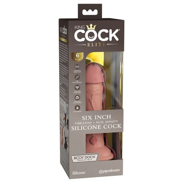 Pipedream Products King Cock Elite 6” Vibrating Silicone Cock Light