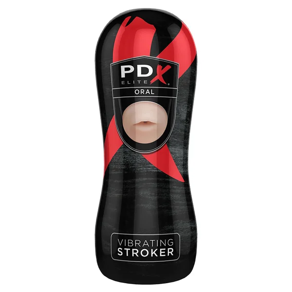 Pipedream Products PDX Elite Vibrating Oral Stroker Light/Black