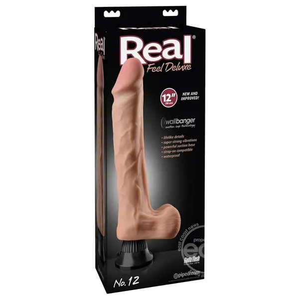 Pipedream Real Feel Deluxe No. 12 Realistic 12 in. Vibrating Dildo With Balls and Suction Cup