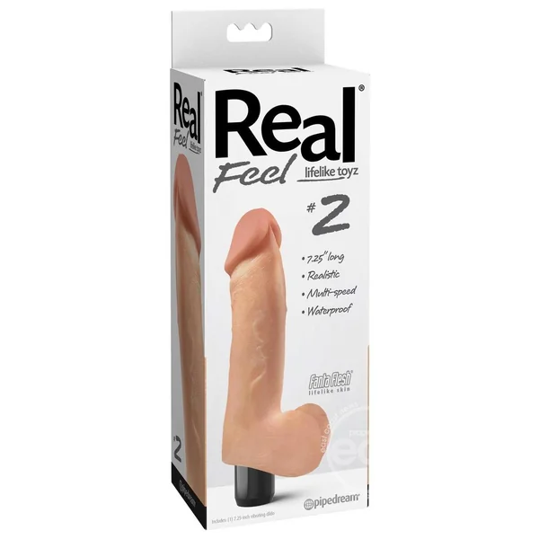 Pipedream Real Feel Lifelike Toyz No. 2 Realistic 7.25 in. Vibrating Dildo With Balls Beige