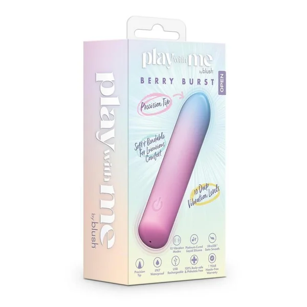 Play With Me Berry Burst Rechargeable Silicone Bullet - Multicolor