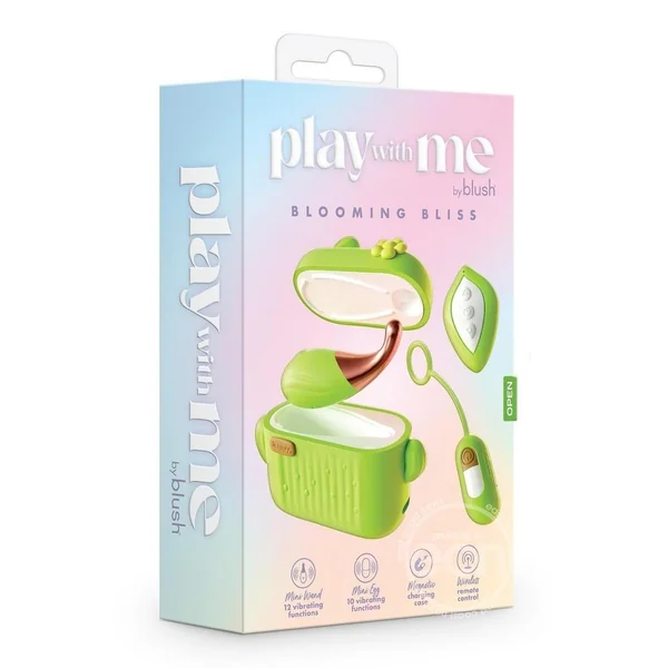 Play with Me Blooming Bliss Rechargeable Silicone Mini Vibrator - Green