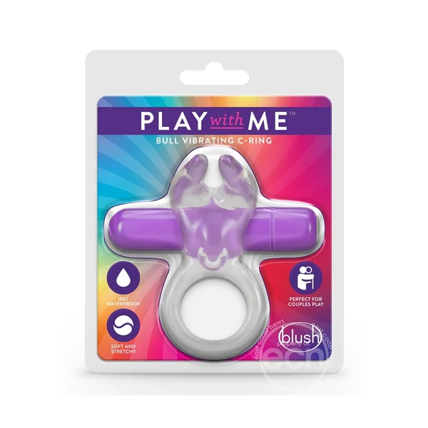 Play with Me Bull Vibrating Cock Ring - Purple