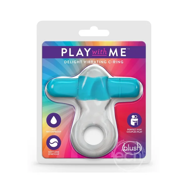 Play with Me Delight Vibrating Cock Ring - Blue