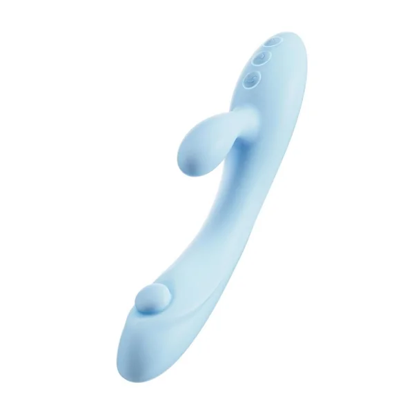 Play with Me Moondust Magic Rechargeable Silicone Rabbit Vibrator - Blue