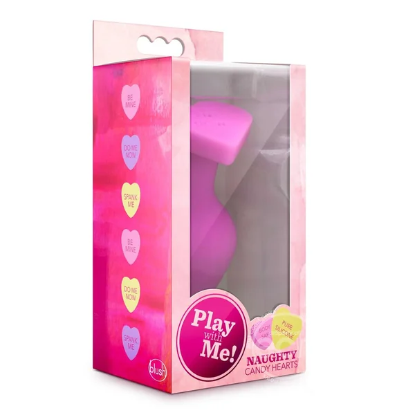 Play with Me Naughty Candy Heart Be Mine Silicone Butt Plug - Pink