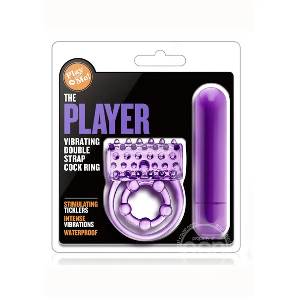 Play with Me The Player Vibrating Double Strap Cock Ring - Purple
