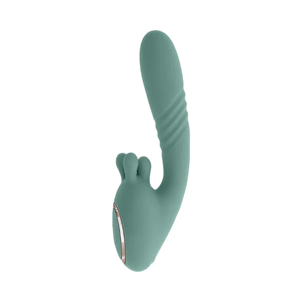 Playboy Thrust Into Ecstasy Rechargeable Dual Stimulating Bendable Thruster With External Rotating Prong Stimulator