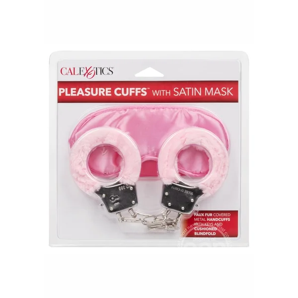Pleasure Cuffs with Satin Mask - Pink