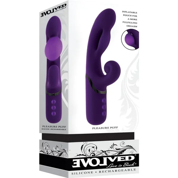 Pleasure Puff Rechargeable Silicone Expandable Rabbit Vibrator - Purple
