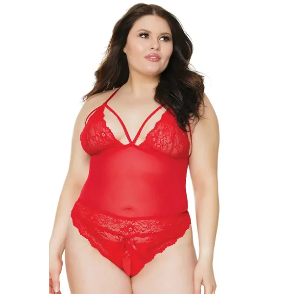 Plus Open Cup Lace Teddy