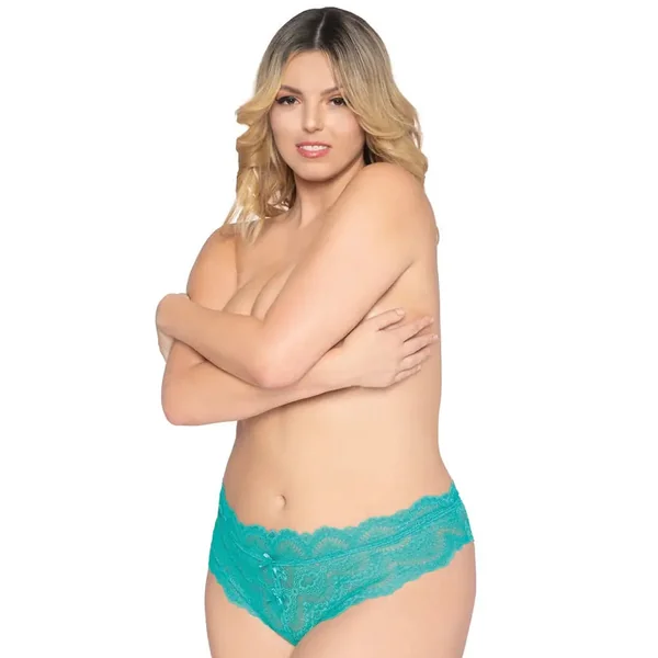 Plus Size Ocean Lace Tanga Open-Crotch Panty