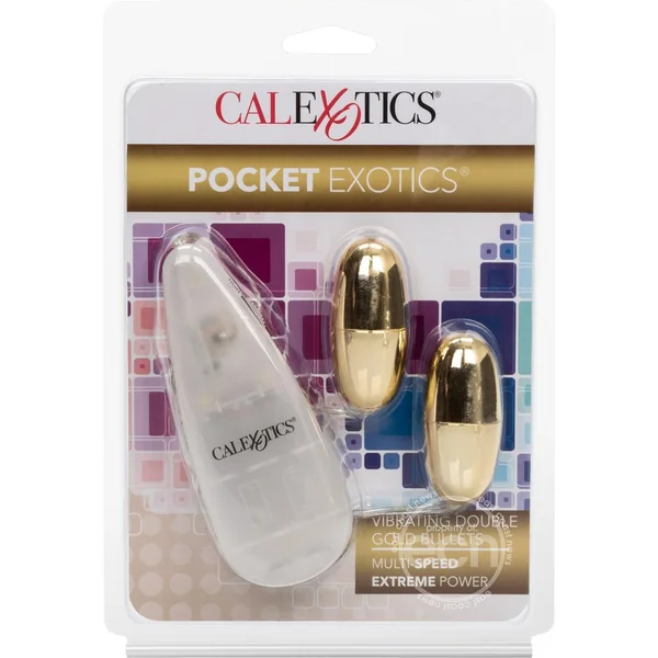 Pocket Exotics Vibrating Double Gold Bullets - Gold