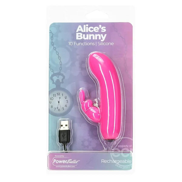 PowerBullet Alice's Bunny Silicone Rechargeable Rabbit - Pink