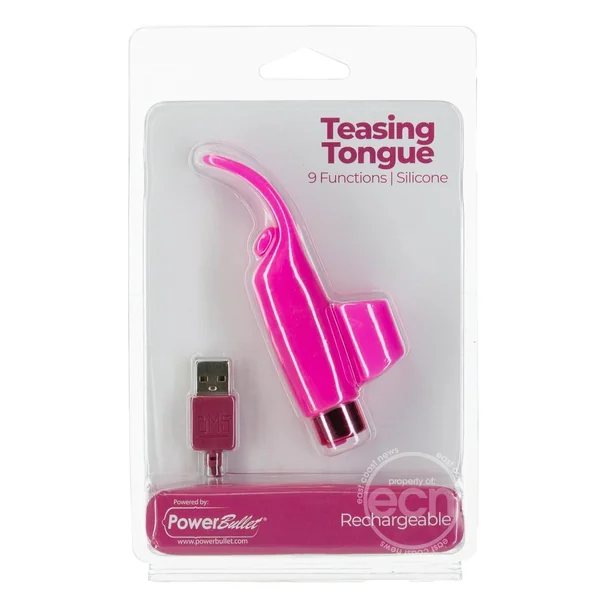 PowerBullet Silicone Teasing Tongue With Mini Rechargeable Bullet 2.5in - Pink