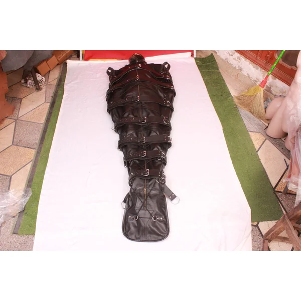 Premium Black Leather Sleepsack Bondage | BDSM Body Bag