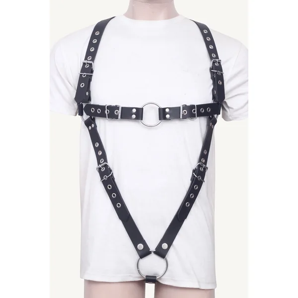 Premium Leather BDSM Body Harness With Cock Ring
