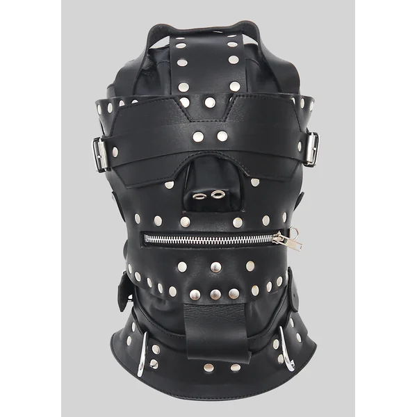 Premium Leather Bondage Hood with Mouth Gag