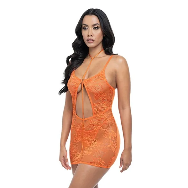 Presley Lace Babydoll w/G-String 2 pc Set - Dragon Fire Orange S/M