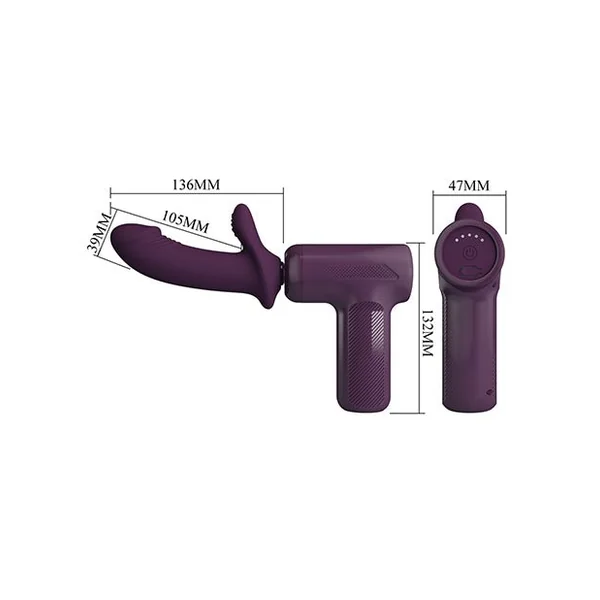 Pretty Love DJ Scholar Dual Thrusting Gun Massager - Purple