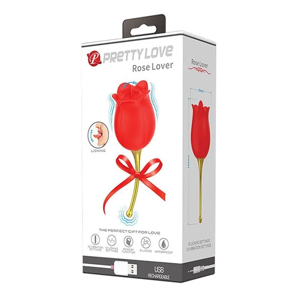 Pretty Love Licking Rose Lover Dual Ended Vibrator - Rose