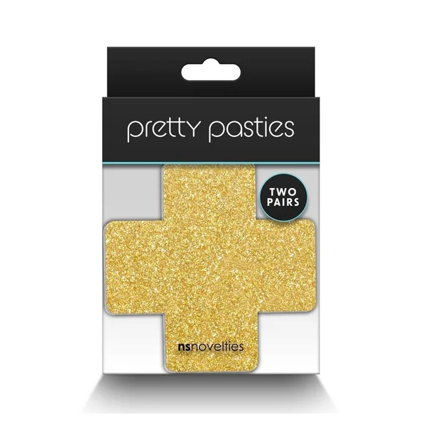 Pretty Pasties Glitter Cross - Black/Gold