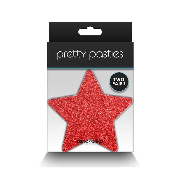 Pretty Pasties Glitter Stars - Red/Silver