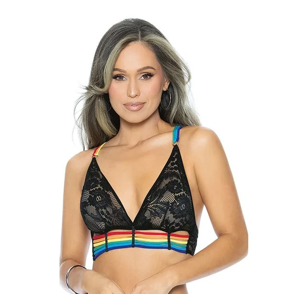 Pride Lace Rainbow Strappy Halter Top Black O/S
