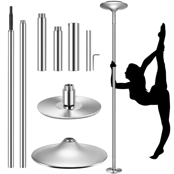 Professional Spinning Dancing Pole, 45mm Portable Dance Pole for Home Fitness Silver