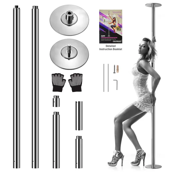 Professional Spinning Dancing Pole Silver