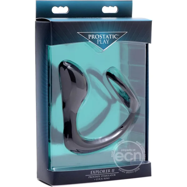 Prostatic Play Explorer II Silicone Prostate Stimulator + Cock Ring - Black