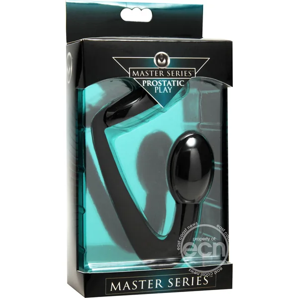 Prostatic Play Explorer Silicone Cock Ring and Prostate Plug - Black