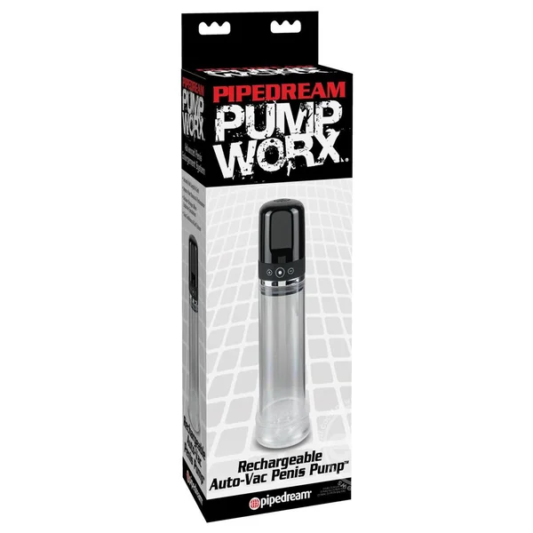 Pump Worx Rechargeable 3-Speed Auto-Vac Penis Pump - Clear/Black