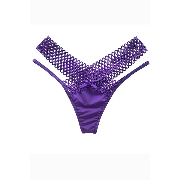 Purple Lattice Stretch Micro Bikini Panty