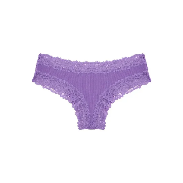 Purple Low-Rise Ribbed Thong