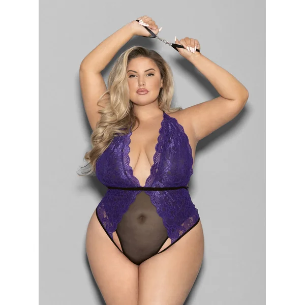 Queen Cage Back Halter Tie Teddy w/Arm Restraints