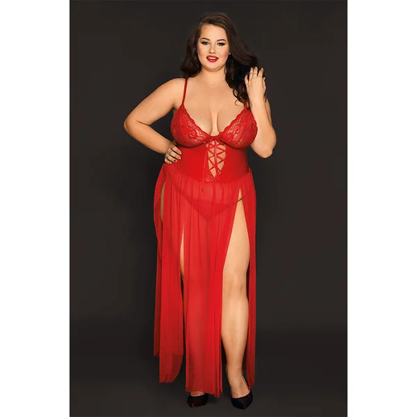Queen Red Hot Vinyl and Lace Nightgown