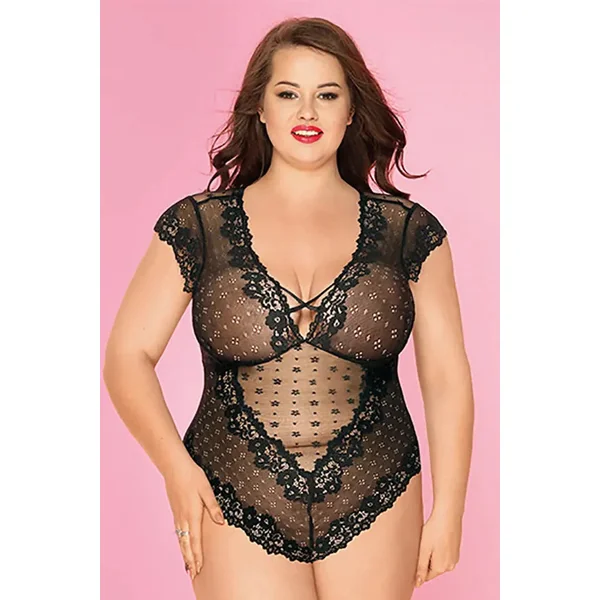 Queen Sheer Floral Lace Teddy