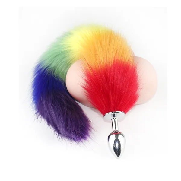 Rainbow Fox Tail Butt Plug
